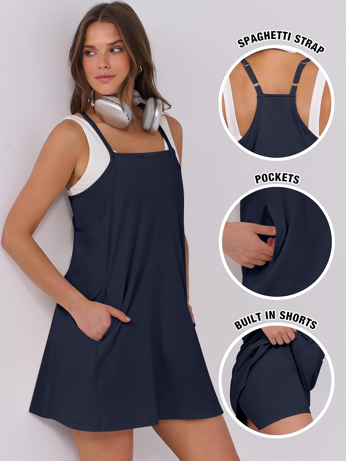 Thumbnail 5 de ANRABESS Women’s Summer Dress Romper with Built-In Shorts (Beach & Travel)