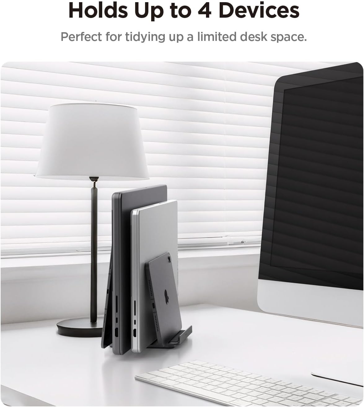 Thumbnail 1 de Spigen Support Vertical Support Vertical 4-en-1 en aluminium (jusqu’à 4 appareils) pour ordinateur portable, tablette et smartphone