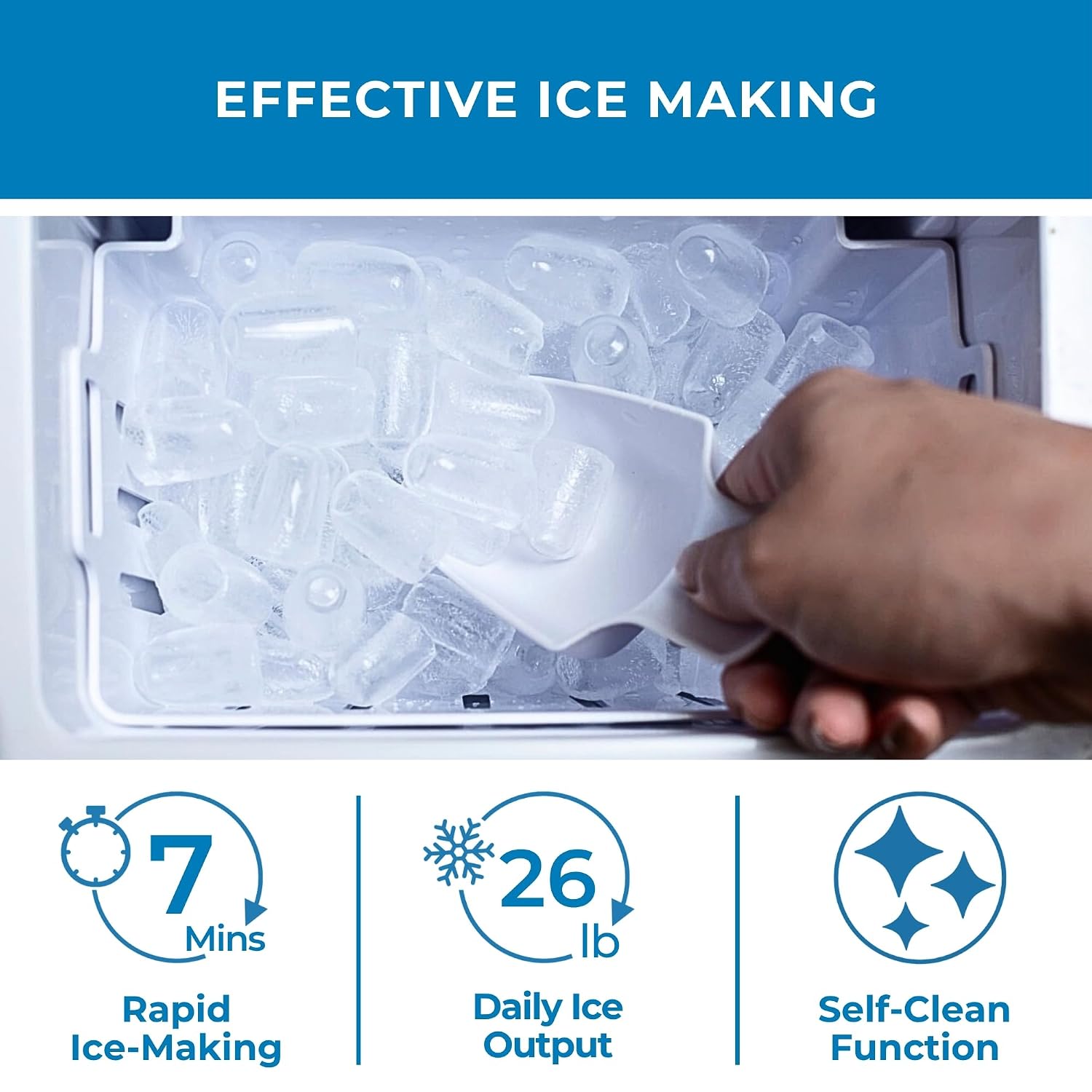 Detalle de Koolatron KIM26B AZ2 Countertop Ice Maker with Handle, 26 lb/Day, Black