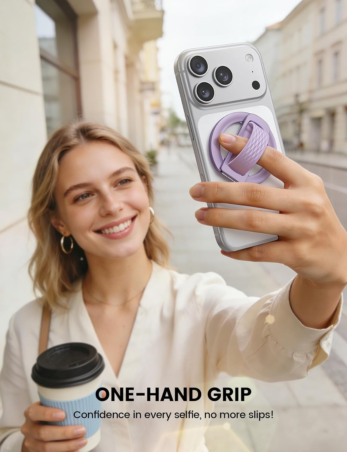 Detalle 2 de Lamicall STRR07-US-PE Magnetic Phone Loop Grip, Lavender Silicone