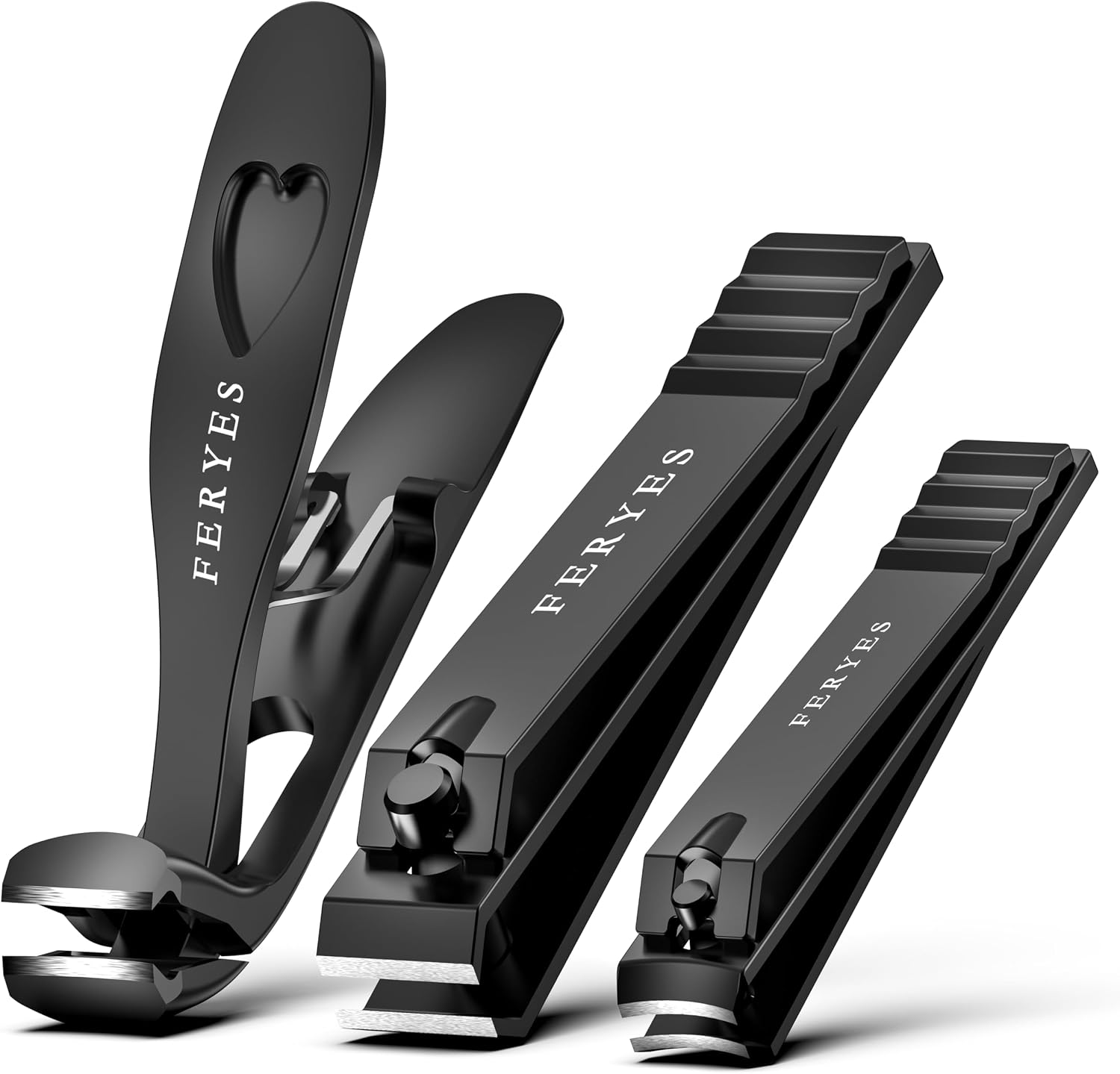 FERYES 3PCS Long-Handled Toenail & Fingernail Clippers Set for Thick, Tough Nails
