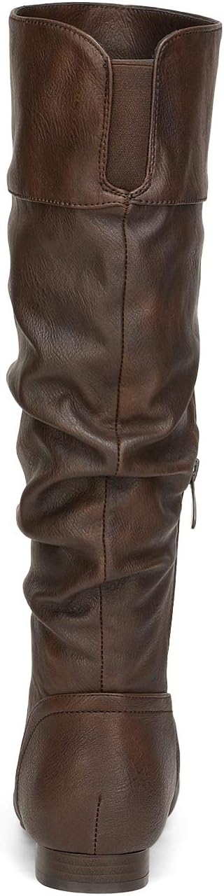 Detalle 2 de DREAM PAIRS 38599-BLVD-8W-BLACK PU-SZ-8 Knee-High Slouch Boots, Faux-Fur Lined