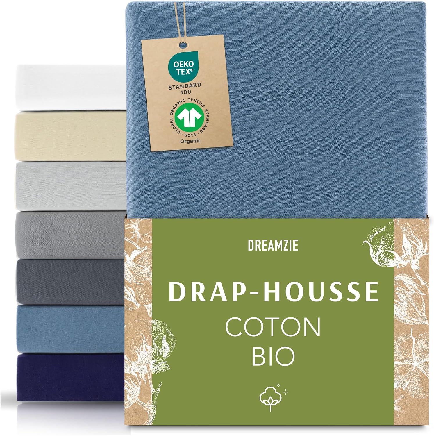 Detalle de Dreamzie Drap housse 80x200 cm bleu