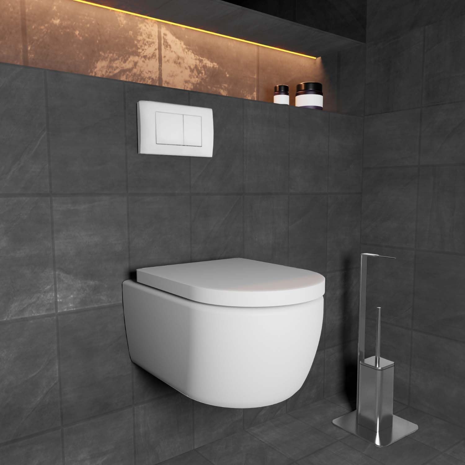 Detalle de Wunderbad Drückerplatte (weiß matt) kompatibel mit Geberit Duofix Sigma/Delta/BASIC – 2-Mengen-Spülung