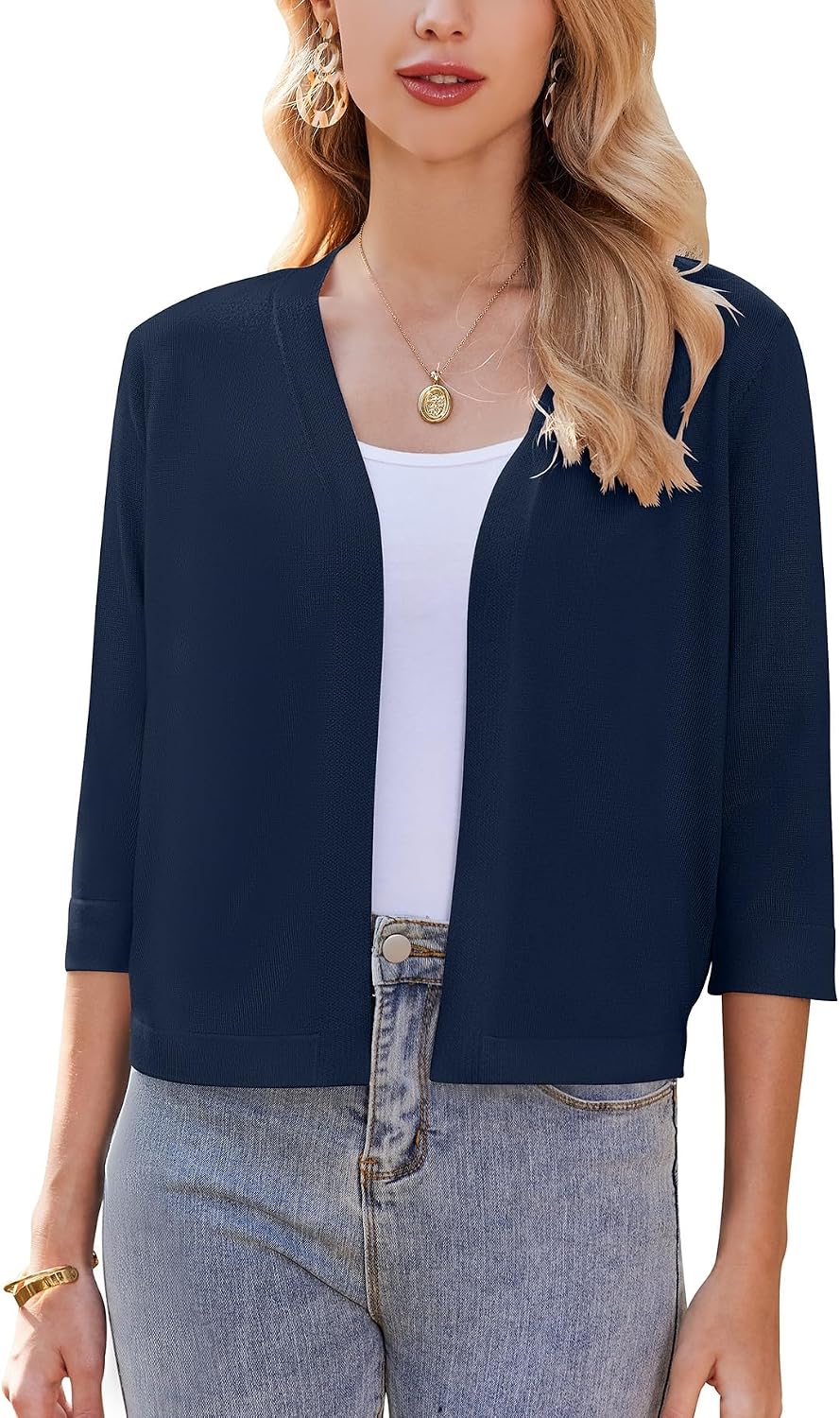 Thumbnail 6 de ZEAGOO Damen Bolero Strickjacke kurz mit 3/4-Ärmeln