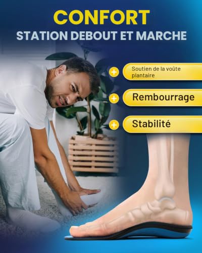 Detalle de PCSsole Semelles Orthopédiques de Soutien de la Voûte – Confort et Soutien pour Pieds Plats et Fasciite Plantaire