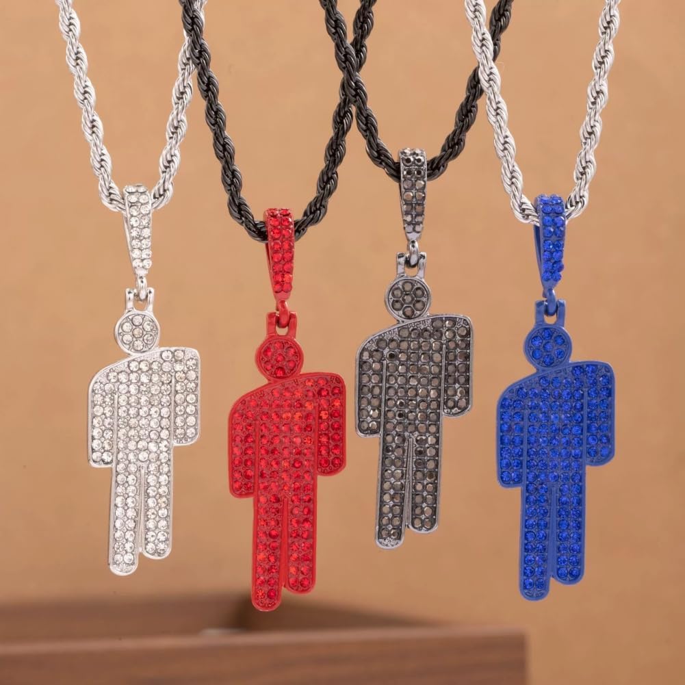 Detalle de AOLIAY Multicoloured Humanoid Diamond Necklace – Stainless Steel with Cubic Zirconia Pendant