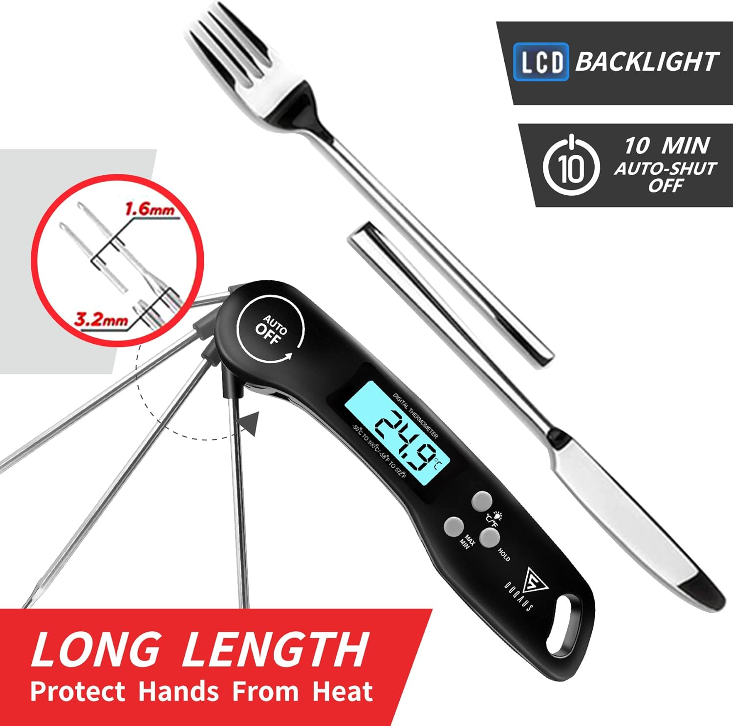 Detalle 2 de DOQAUS Digital Meat Thermometer 4.5in probe