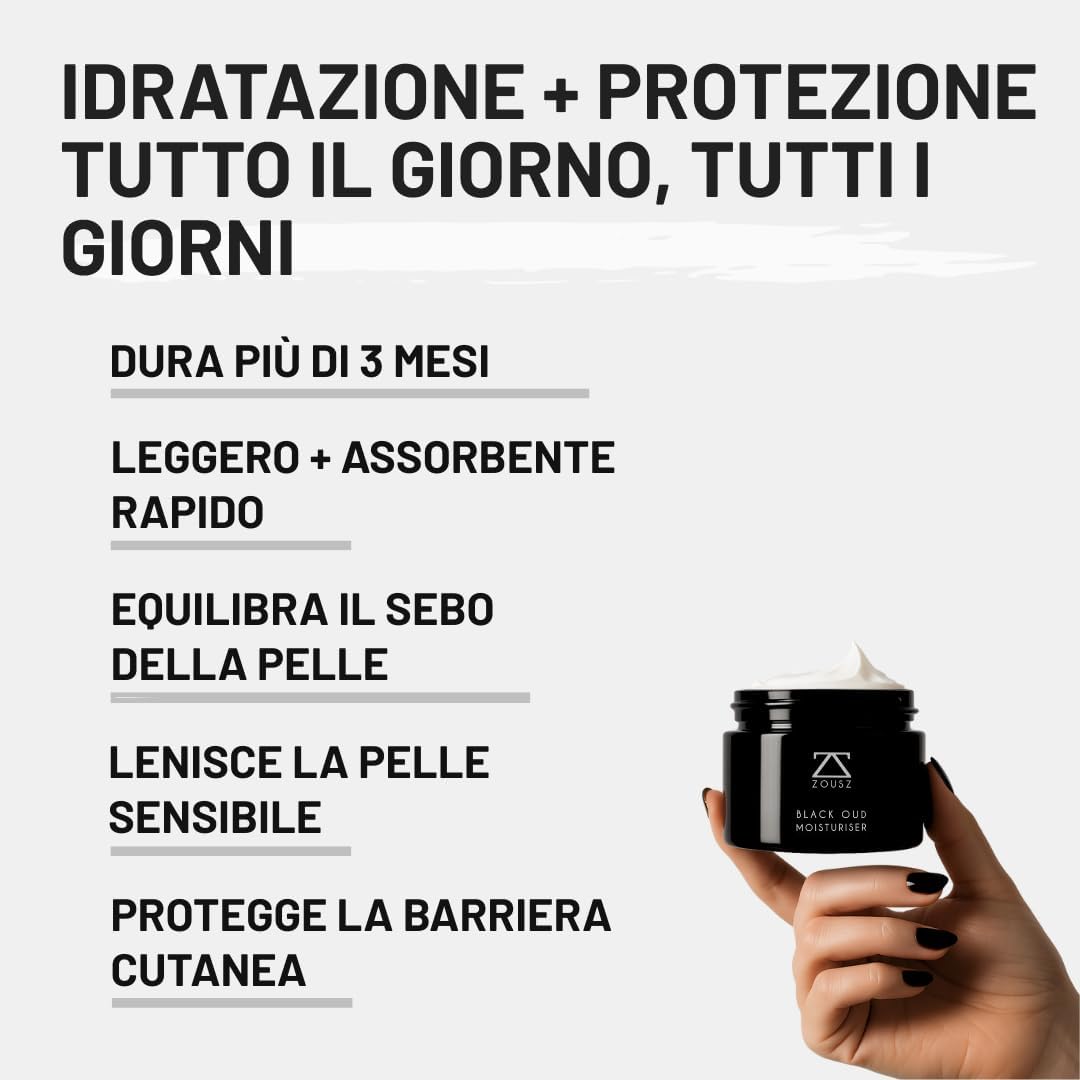 Detalle 2 de ZOUSZ Black Oud crema idratante viso per uomo – 50 ml