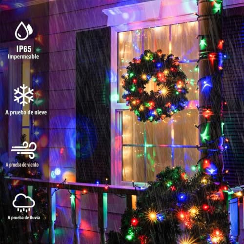 Detalle 2 de Tacobey guirnalda de luces solar y USB, 200 LED, 8 modos e IP65