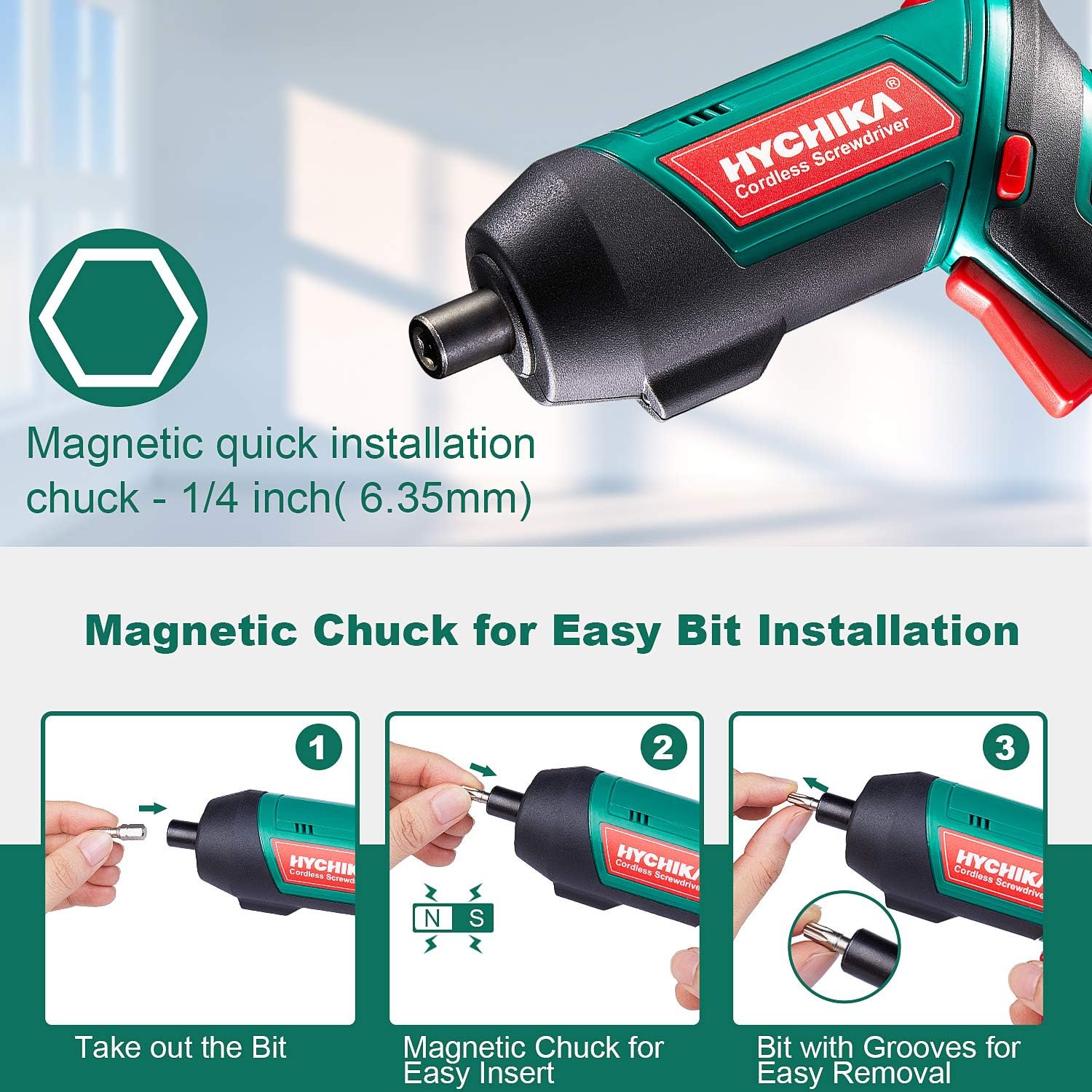 Thumbnail 2 de HYCHIKA Avvitatore Elettrico 6 N.m (3,6 V, batteria 2,0 Ah) con LED, USB e 20 accessori per DIY e mobili