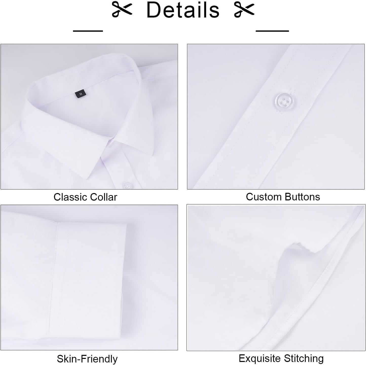 Detalle de Alizeal Men's Long Sleeve Shirt with Necktie & Pocket Square Set