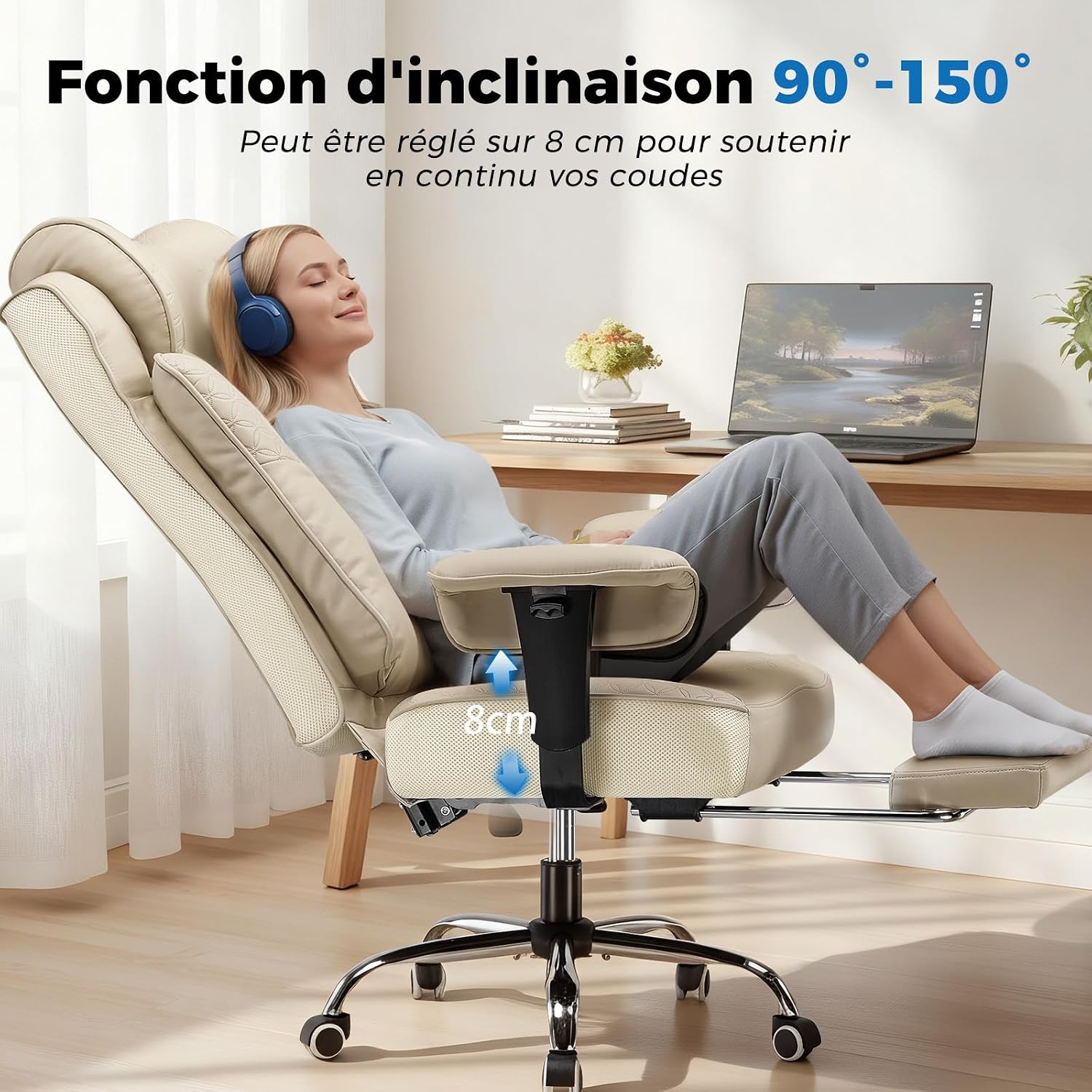 Thumbnail 5 de GTPLAYER Chaise de Bureau Ergonomique avec Repose-Pieds — Grand format, similicuir PU