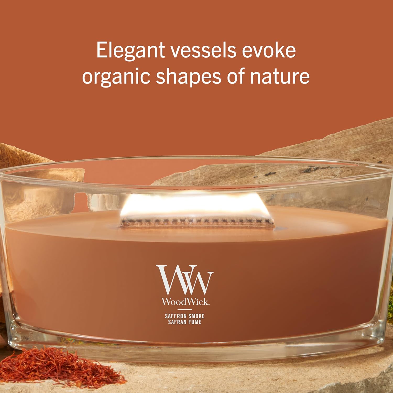Thumbnail 3 de WoodWick Bougie parfumée Bougie Ellipse Safran fumé – cadeau élégant pour femmes