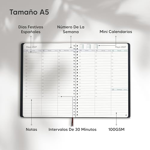 Detalle 2 de Agenda 2026-2027 Smart Panda: Planificador A5 con Vista Semanal y intervalos de 30 minutos