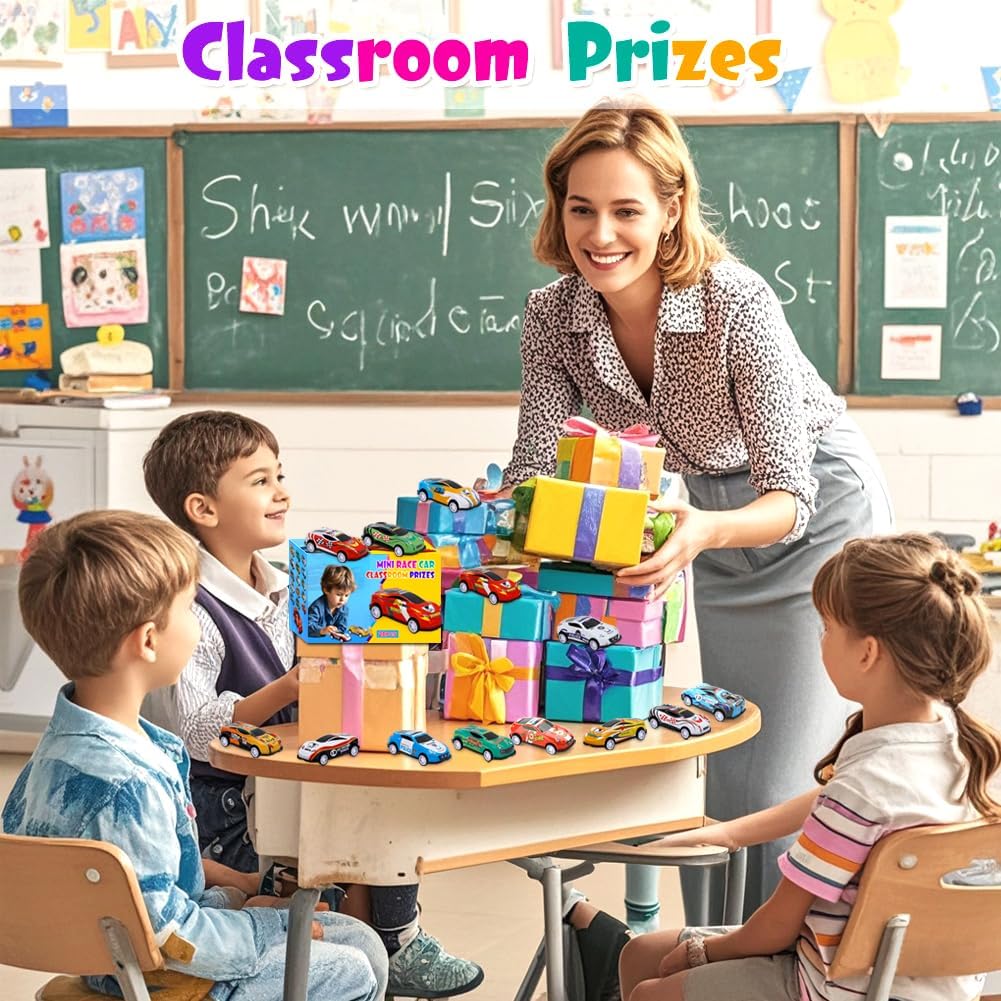 Detalle de Siwarm 28-Piece Pull Back Cars Toy Set (Mini Race Cars for Kids, Party Favors & Classroom Prizes)
