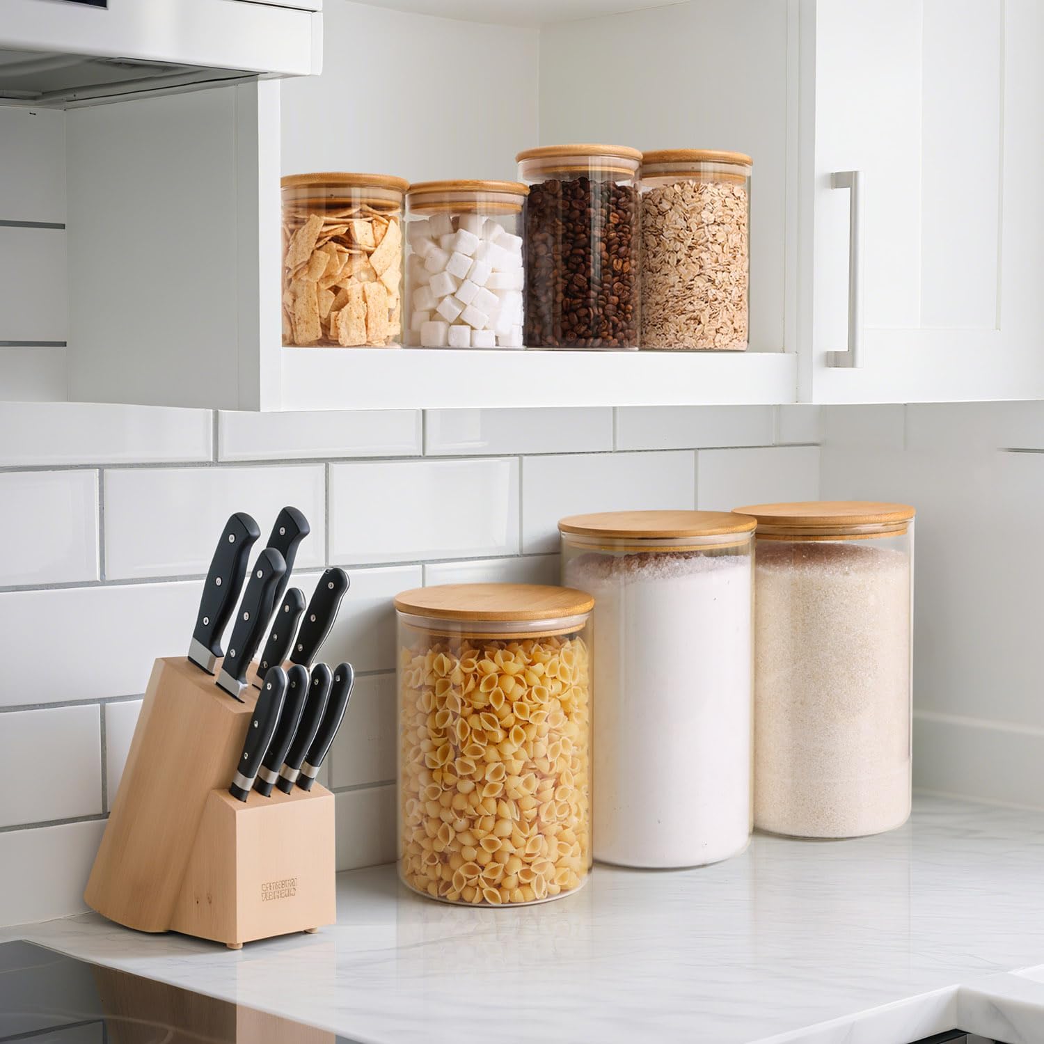 Thumbnail 6 de ComSaf 2Pcs Large Glass Storage Containers with Lids (4Qt / 1 Gallon Wide Mouth) for Pantry Organization