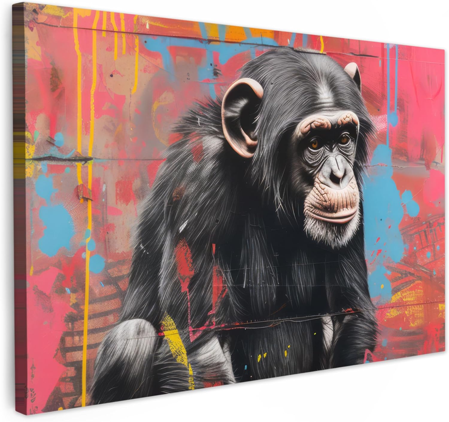 Impression sur toile 90x60 graffiti chimpanzé