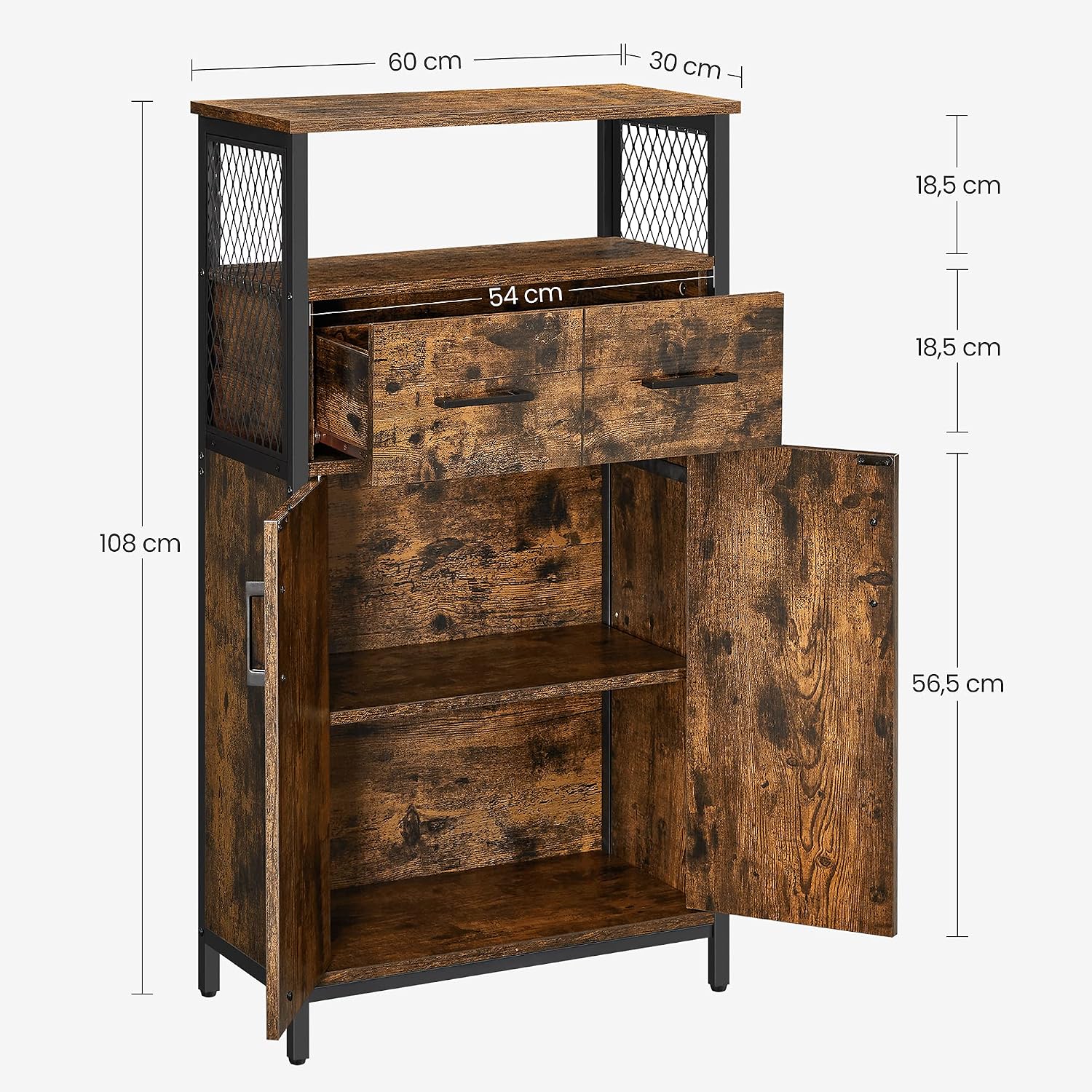 Detalle de VASAGLE DAXTON Collection LSC261B01 Storage Cabinet with Louvered Doors