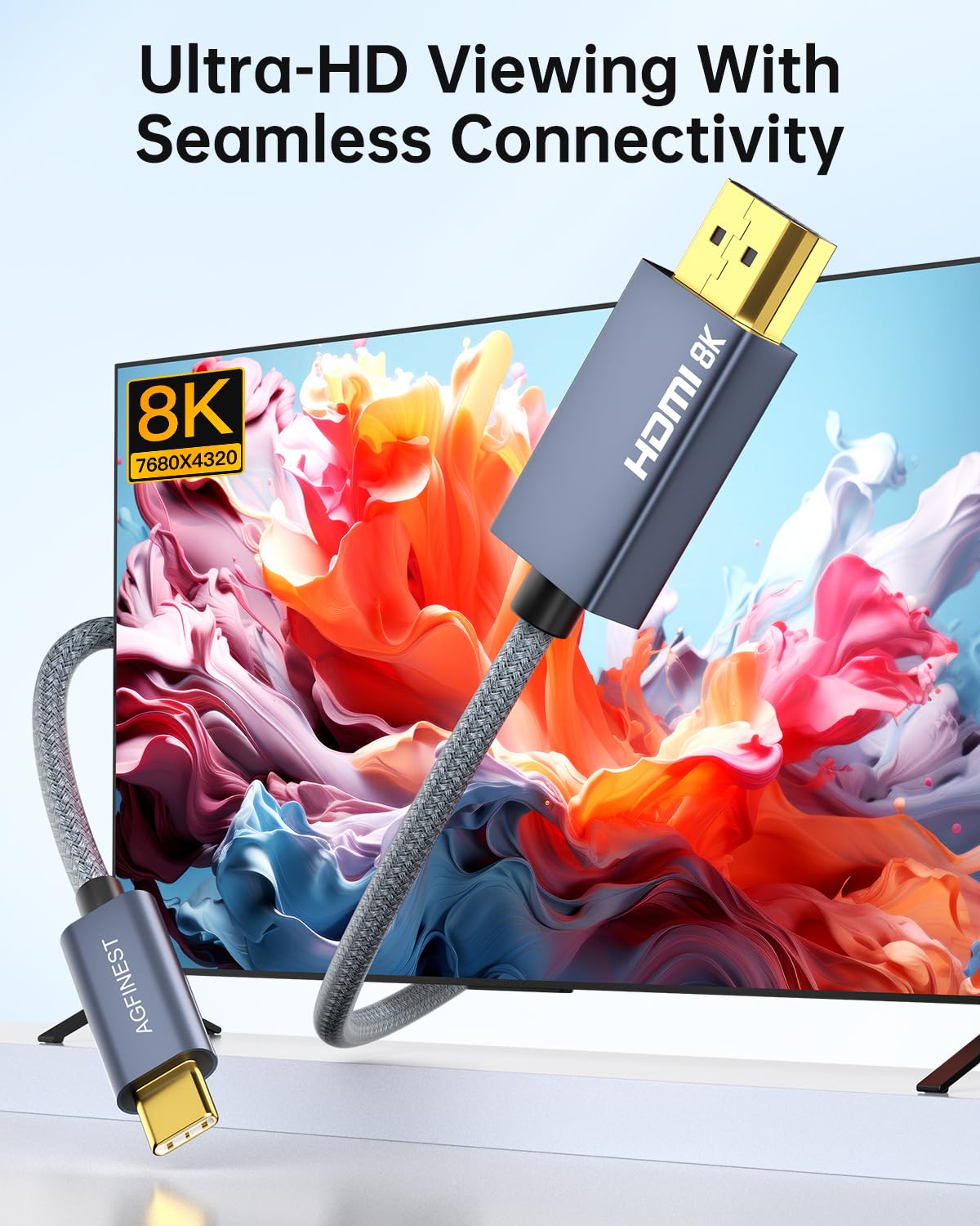 Thumbnail 1 de AGFINEST USB C to HDMI 2.1 Cable 8K@60Hz / 4K@144Hz – 2m