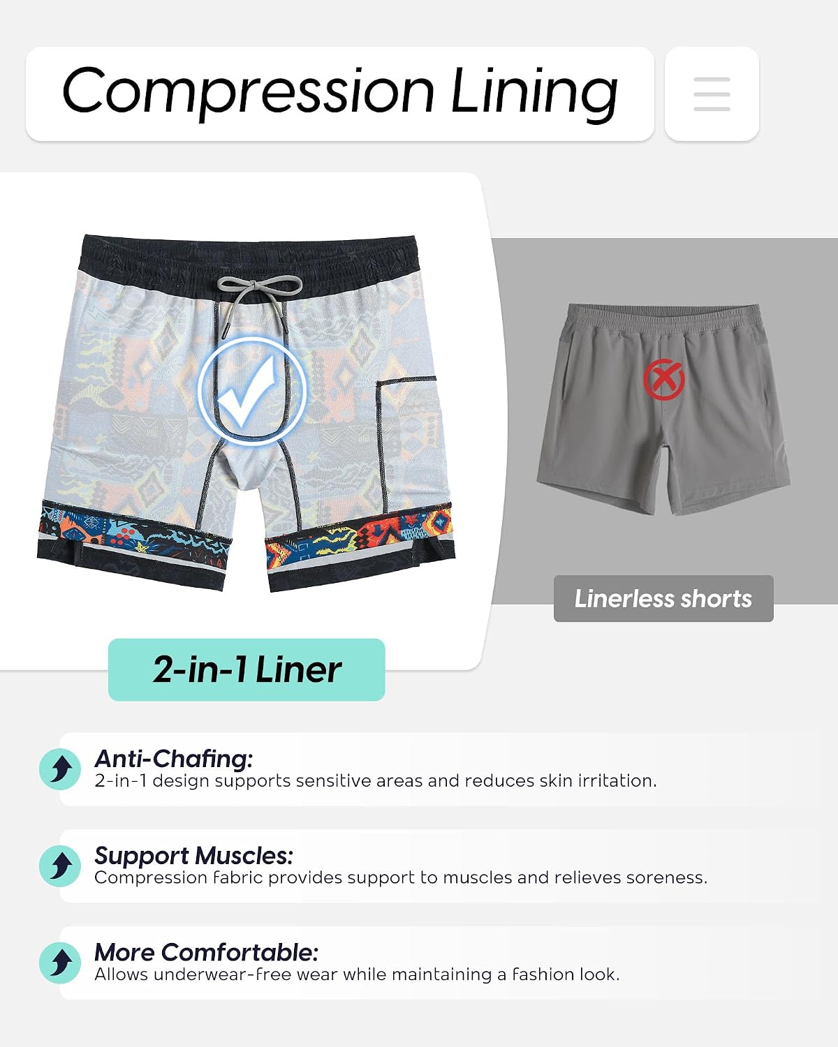 Detalle de maamgic 7-Inch Gym Shorts with Liner – 2-in-1 Quick-Dry Athletic Shorts