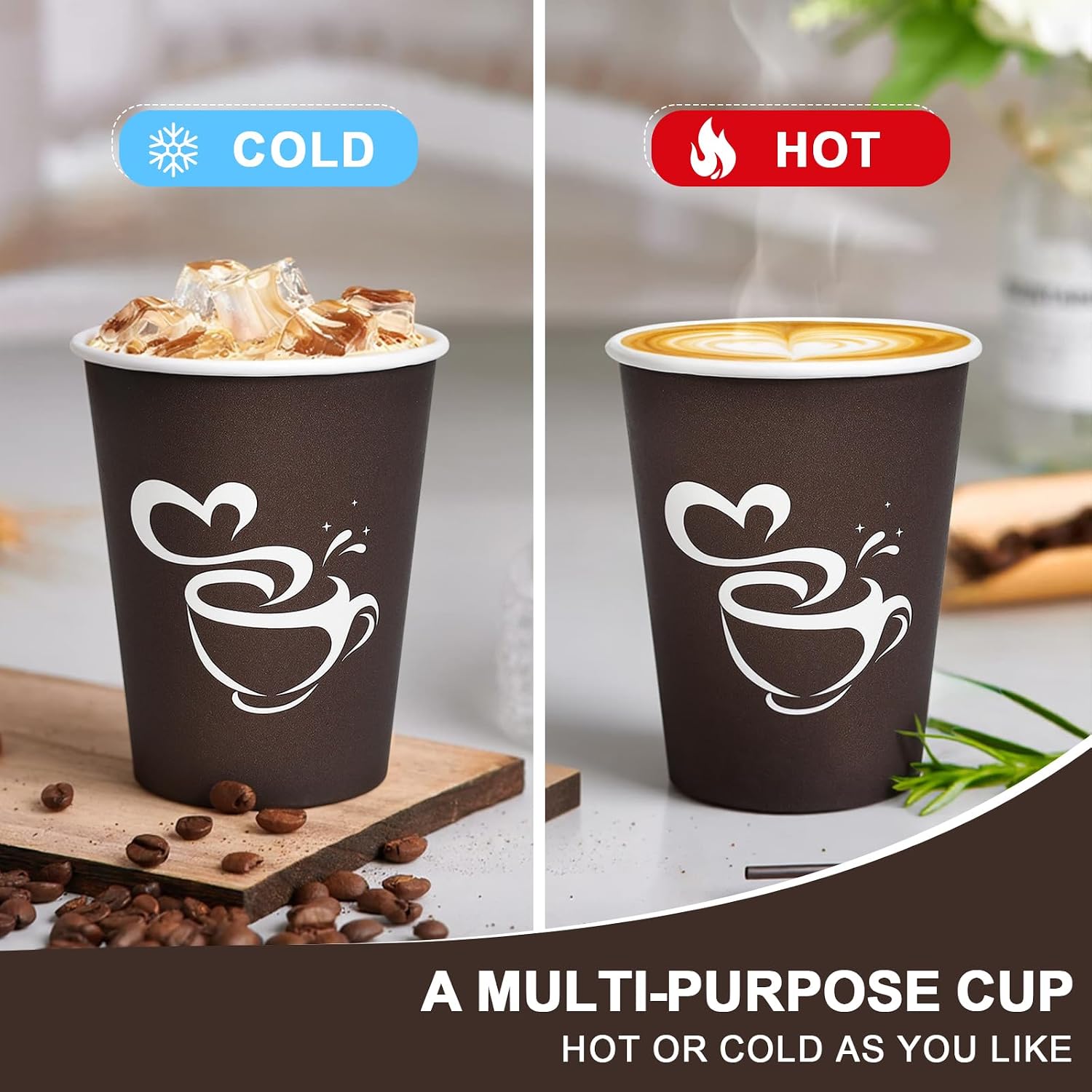 Detalle de Clawsoff 8 oz Paper Coffee Cups (400 Count): Leak-Proof, BPA-Free & Disposable for Hot or Cold Beverages