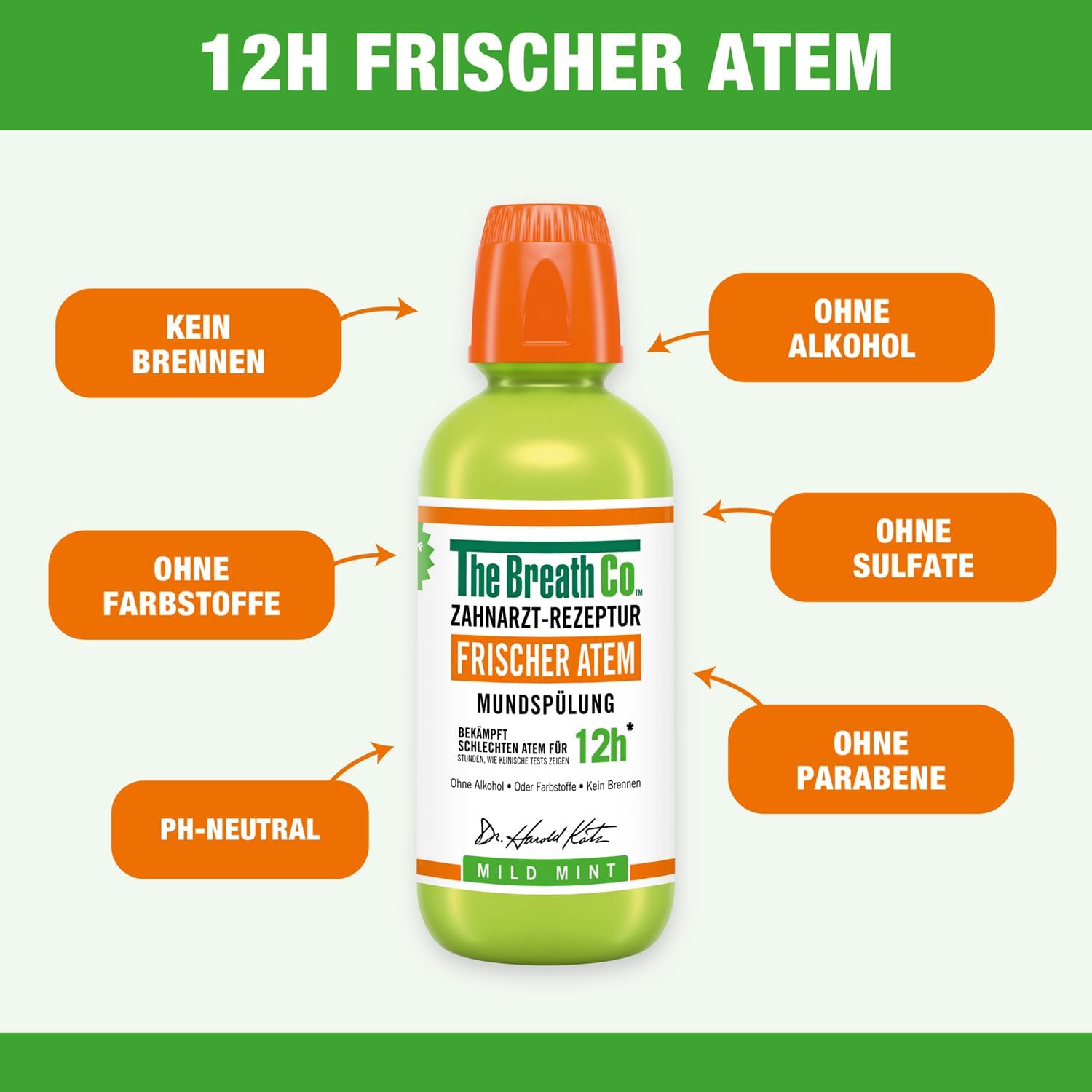 Thumbnail 2 de THEBREATHCO The Breath Co. Mundspülung 500 ml – alkoholfrei, antibakteriell & frischer Atem bis zu 12 Stunden