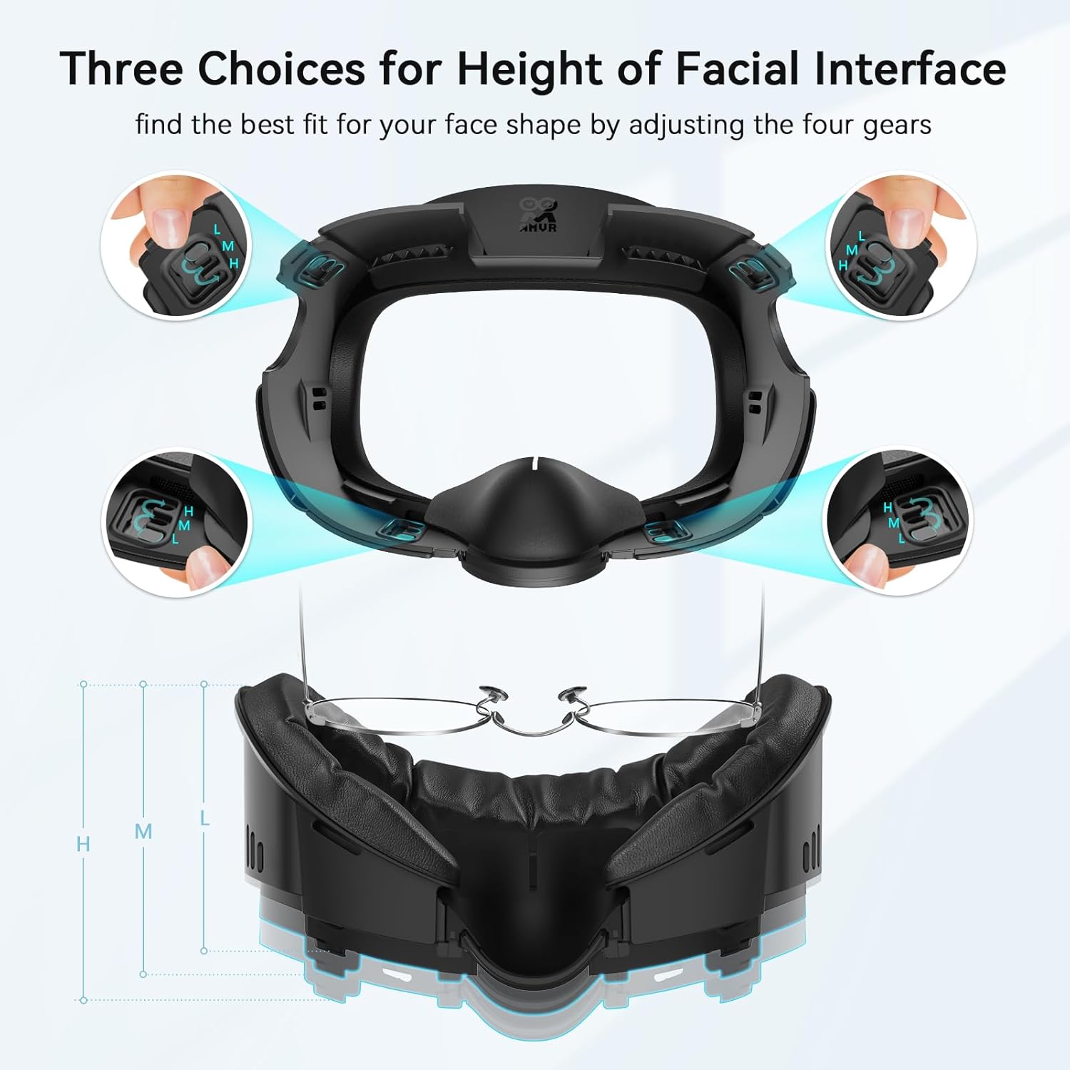 Detalle de AMVR Face Cover Pad für Quest 3 mit weichem PU Cushion