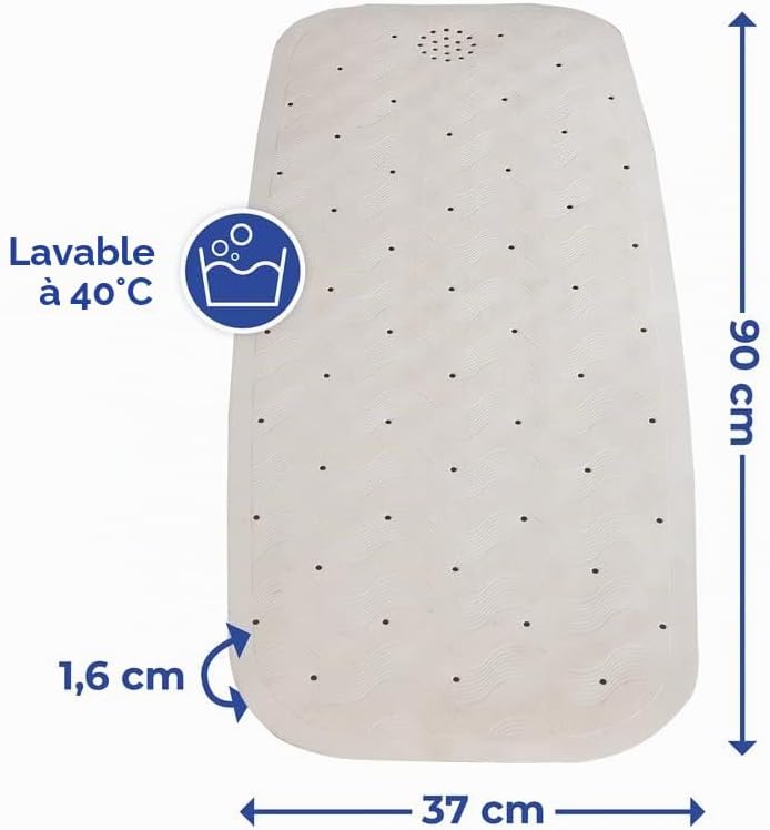 Detalle de Tapis de bain antidérapant Maximex Natur-Kautschuk beige 37 x 90 cm — sécurité et confort sur le bain