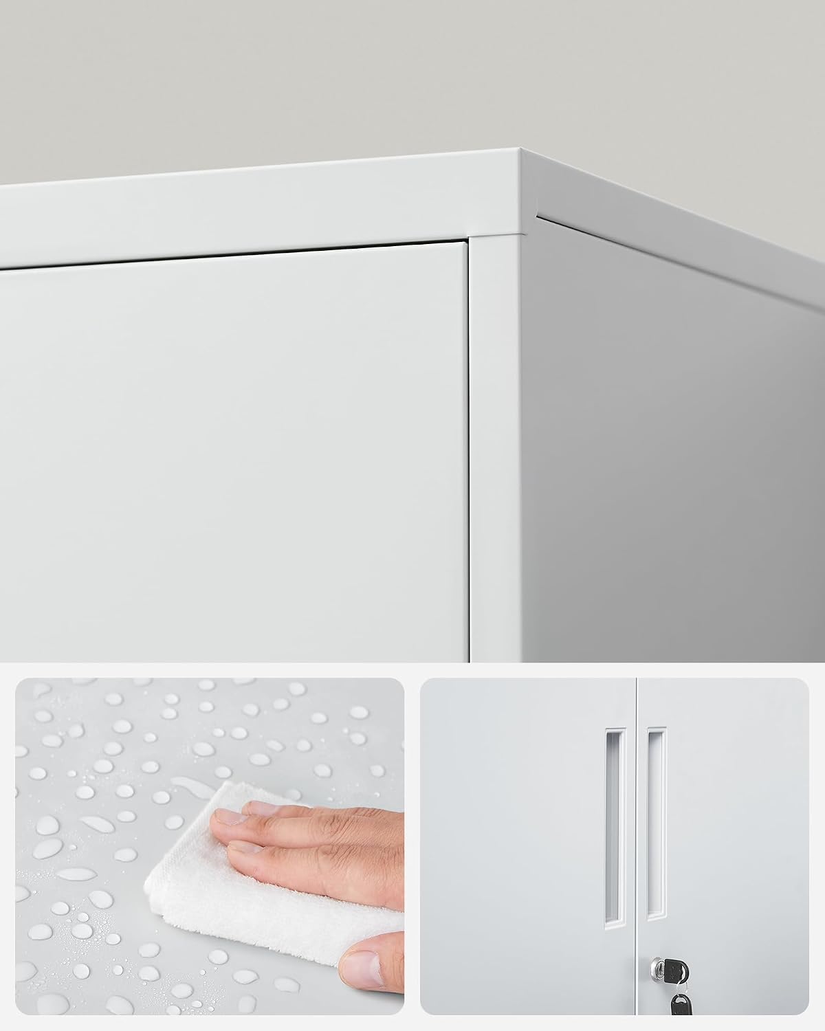 Detalle 2 de SONGMICS OMC013G01 – stalowa szafka zamykana, 80 × 40 × 90 cm