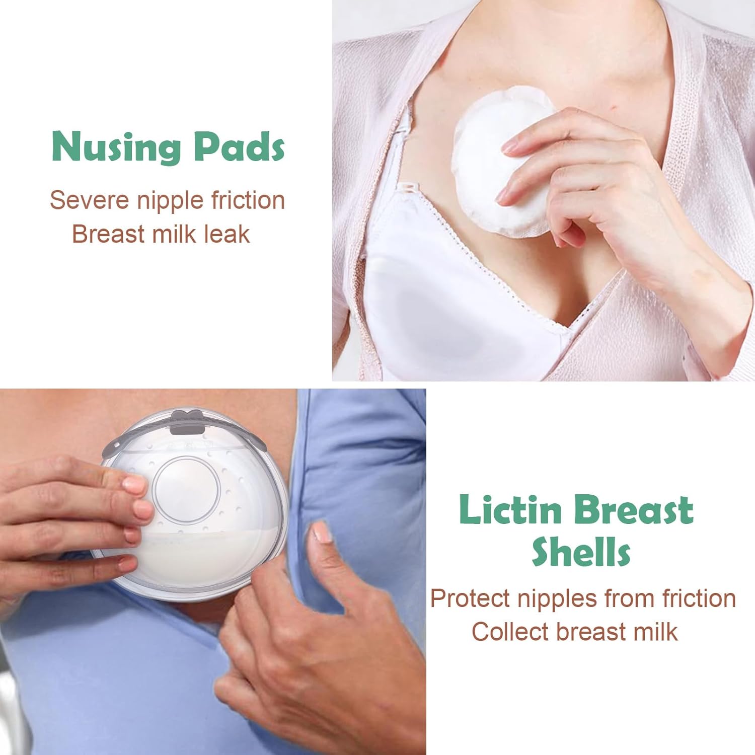 Thumbnail 2 de Lictin Milk Collection Shells (2-pack) with 10 Milk Storage Bags, 70ml Silicone Milk Collector