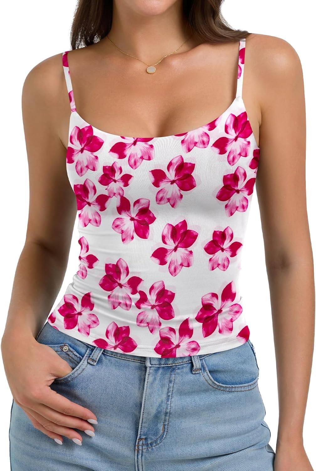 Thumbnail 2 de PINKMSTYLE Women's Basic Double Lined Scoop Neck Tank Top