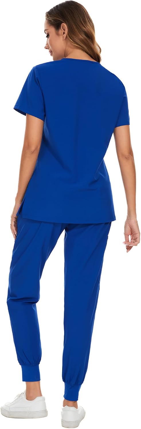 Detalle 2 de COZYFIT Women's Scrub Set with V-Neck Top, Jogger Pants and Stretch Fabric