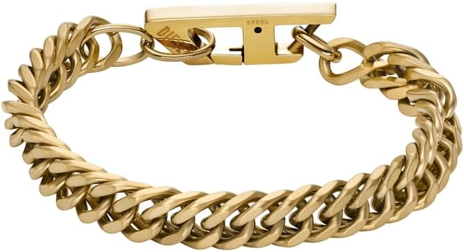 Thumbnail 3 de Diesel Homme Bracelet en acier inoxydable doré avec fermoir en D