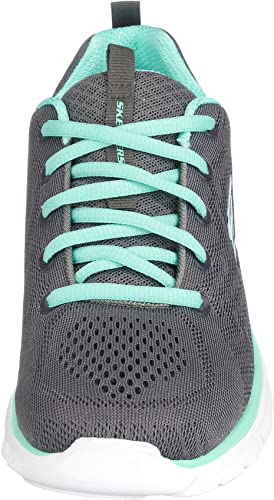 Detalle de Skechers Damen Graceful Get Connected Sneakers – Charcoal Mesh, Grün akzentuierend, Größe 38.5 EU
