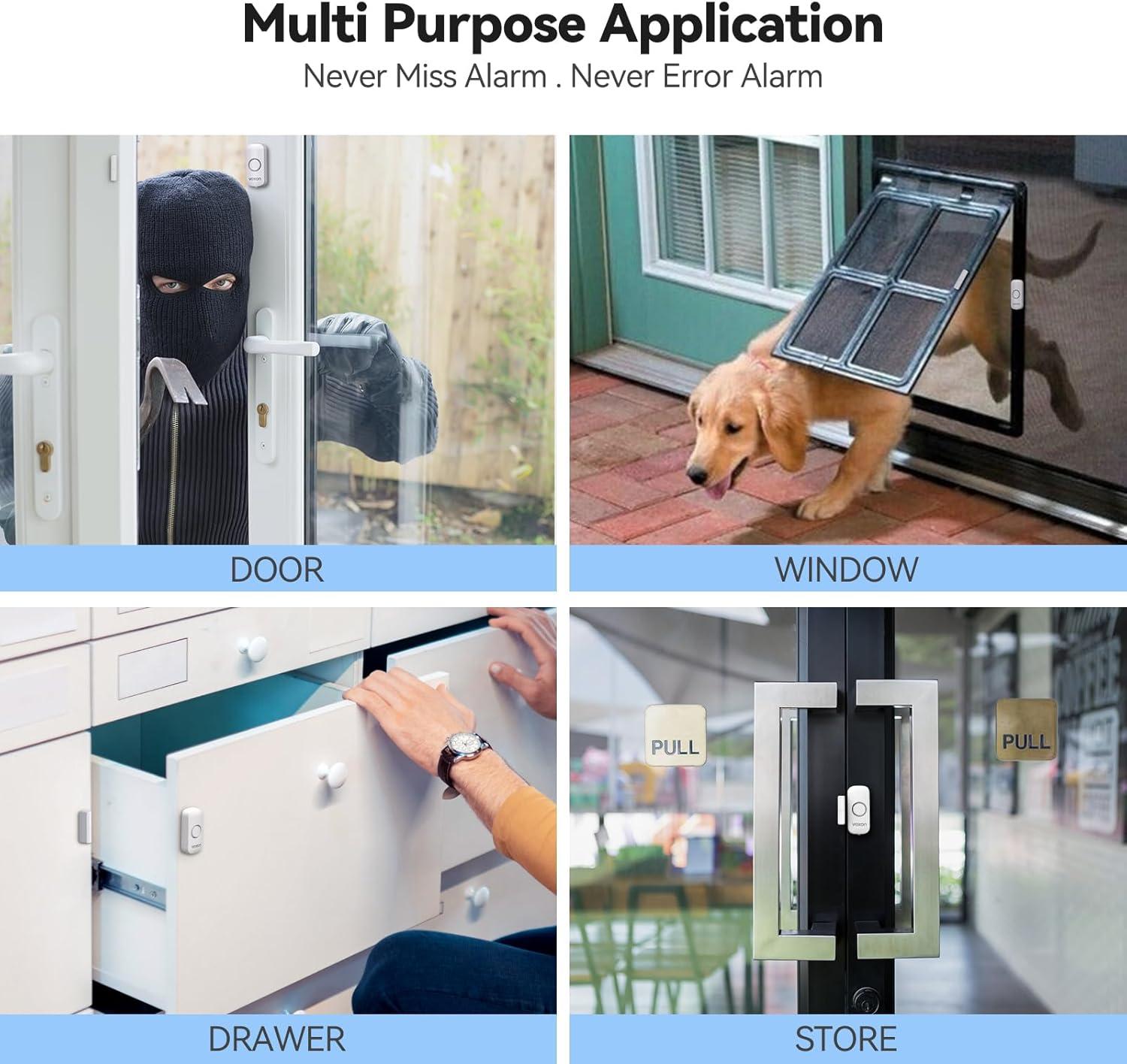 Thumbnail 3 de VOXON Wireless Door and Window Alarm Sensor 2-Pack (100dB) for Home, Shop & Kids Safety