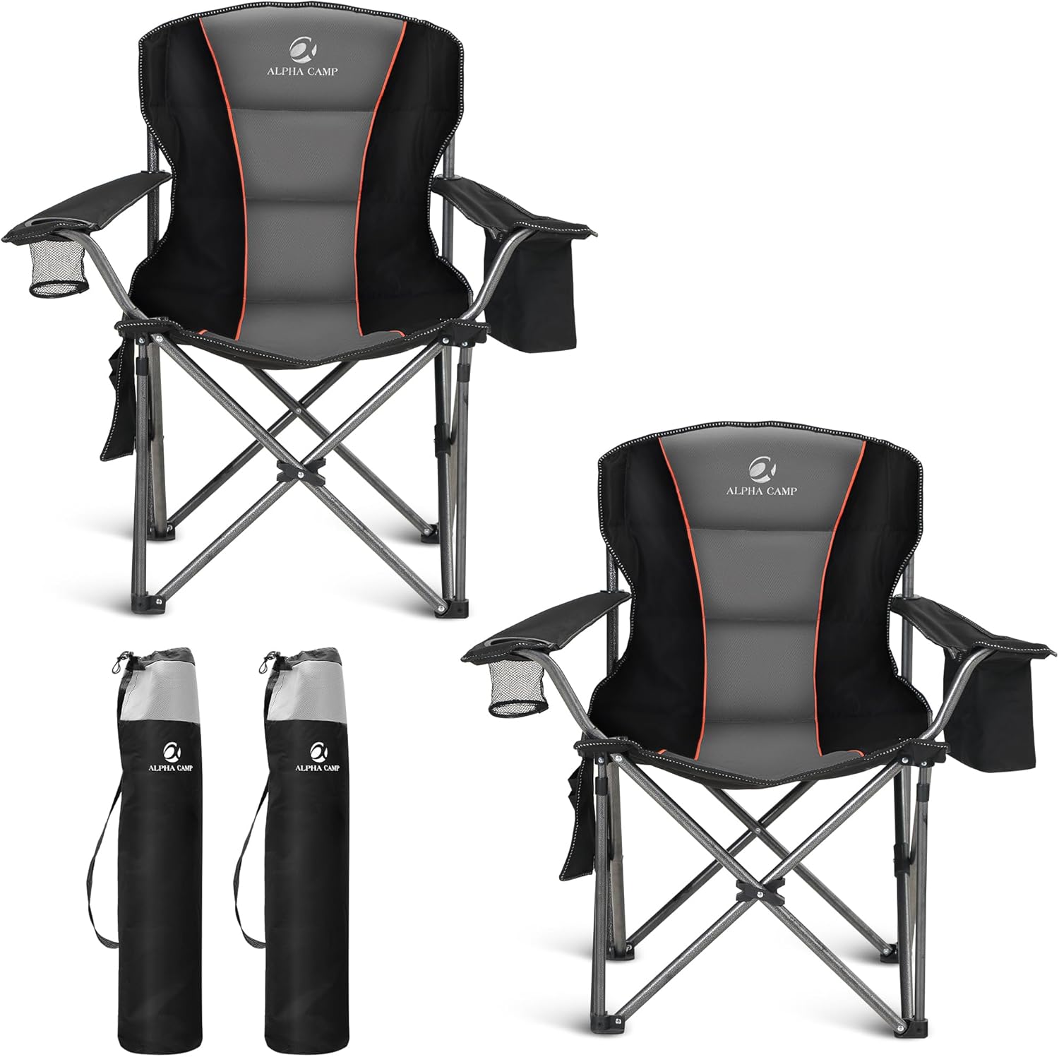 Thumbnail 6 de ALPHA CAMP Oversized Folding Camping Chair (Heavy Duty, 450 LBS) with Cooler Bag, Side Pocket & Cup Holder