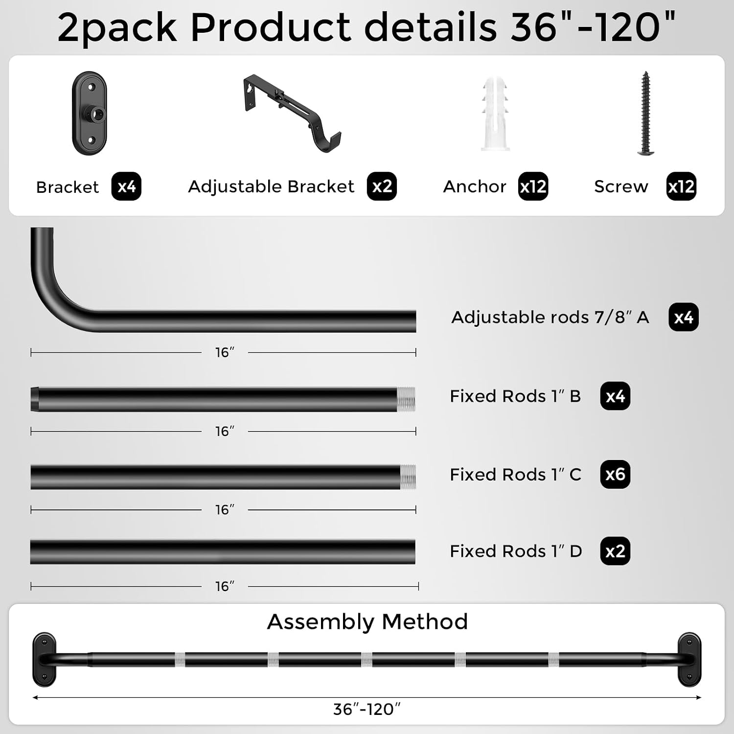 Thumbnail 6 de Wolistsa Curtain Rod 2-Pack