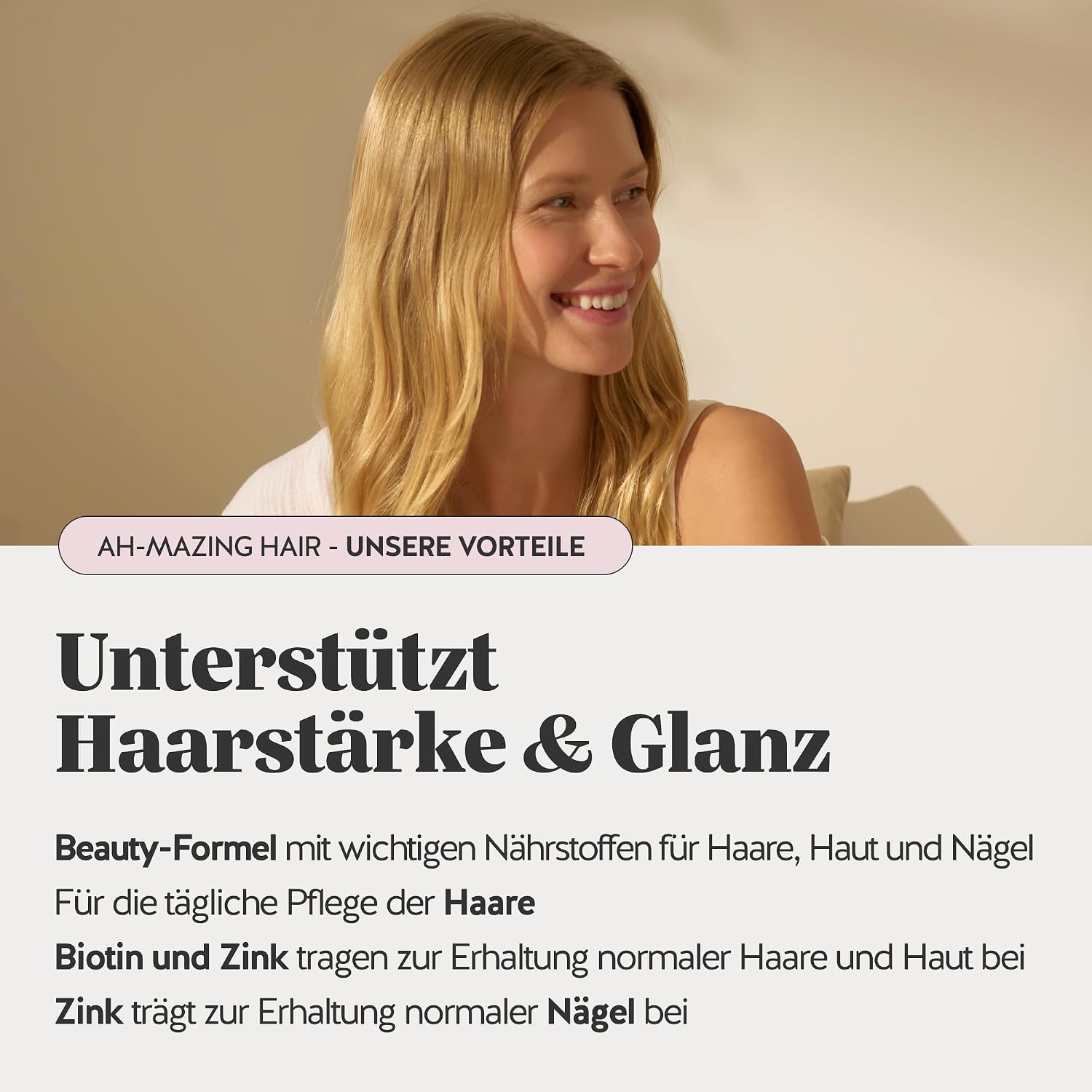 Detalle 2 de Ah-Mazing Hair Biotin Gummies – Vegane Biotin-Gummis mit 10.000 µg Biotin, Zink und B-Vitaminen