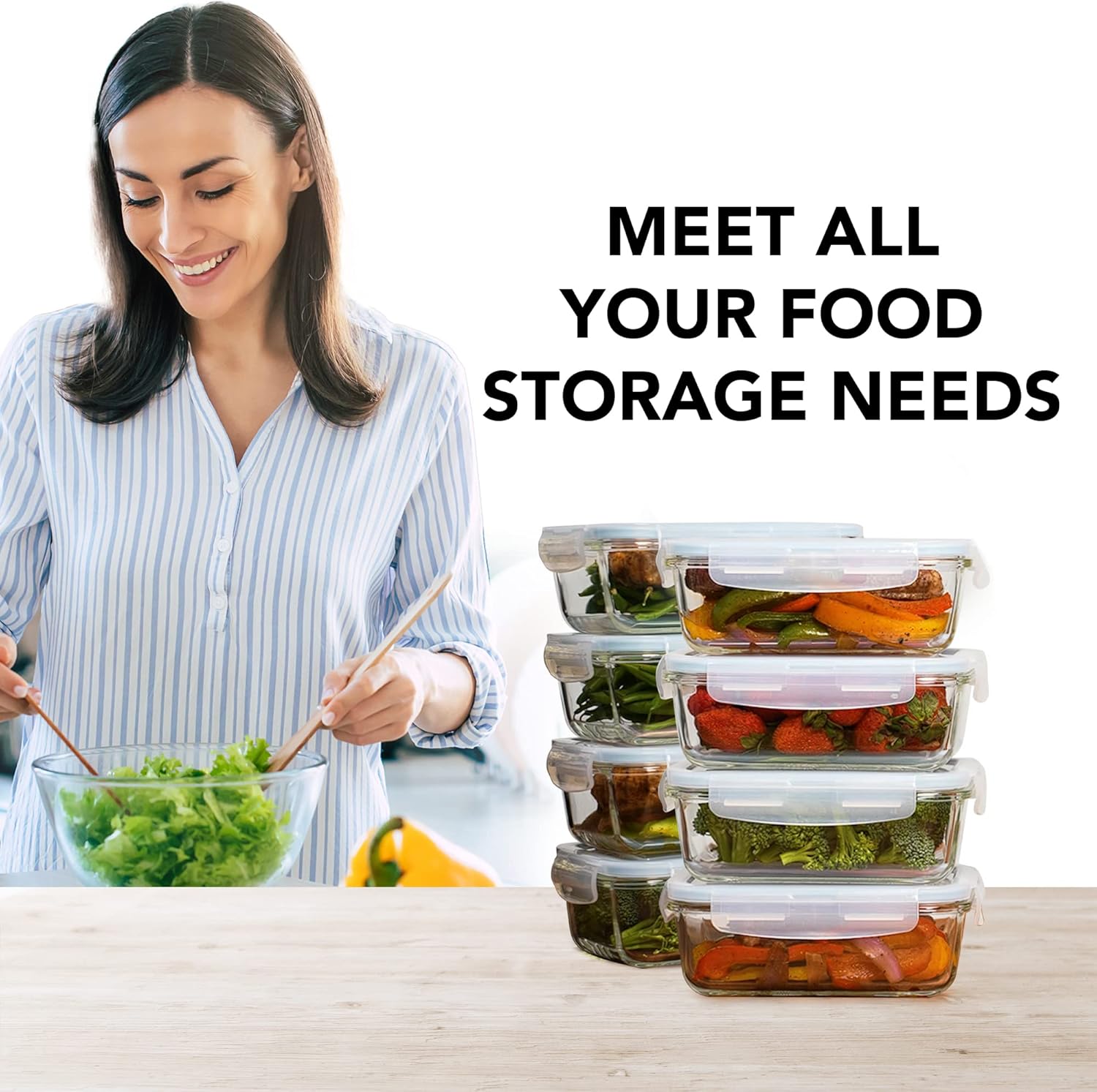 Thumbnail 4 de Razab 16-Pc 30 Oz Glass Meal Prep Containers ⚡