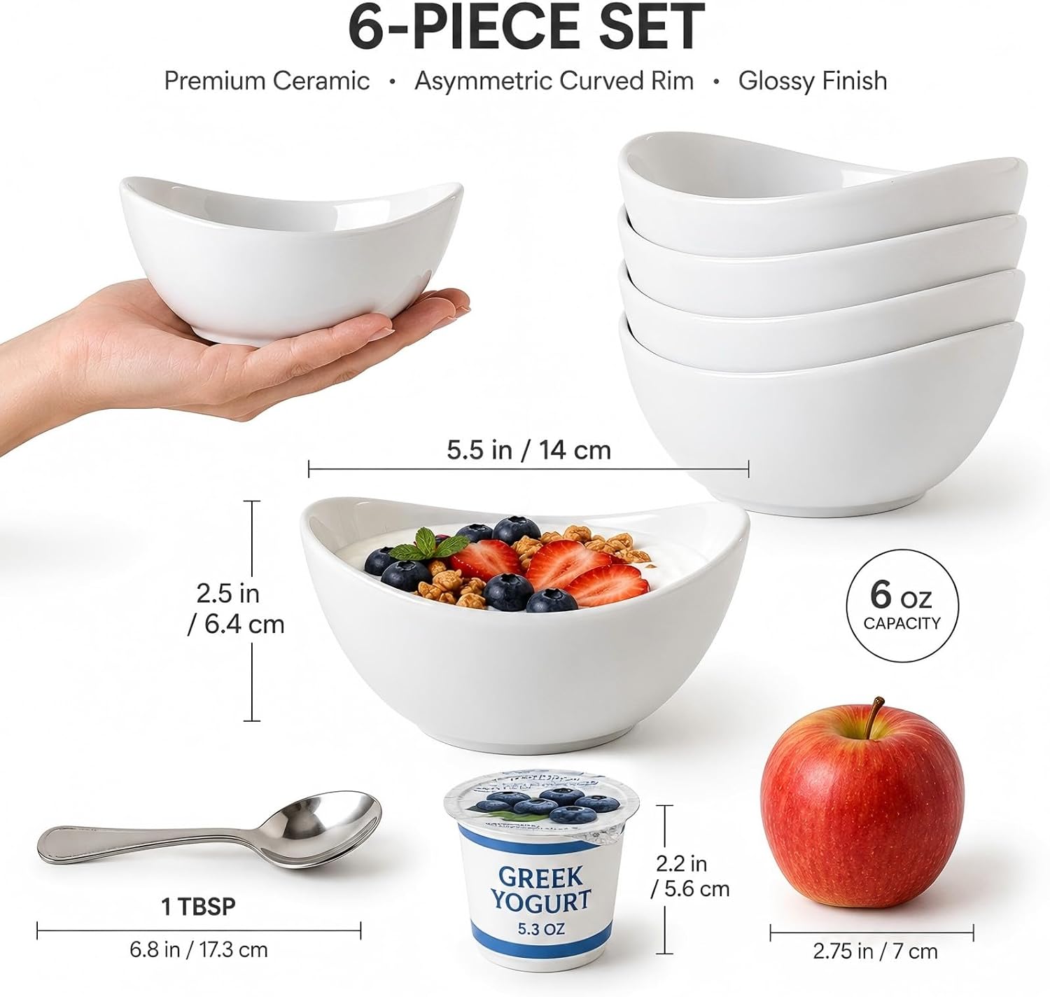 Detalle de Porcelain Dessert Bowls, 6 oz