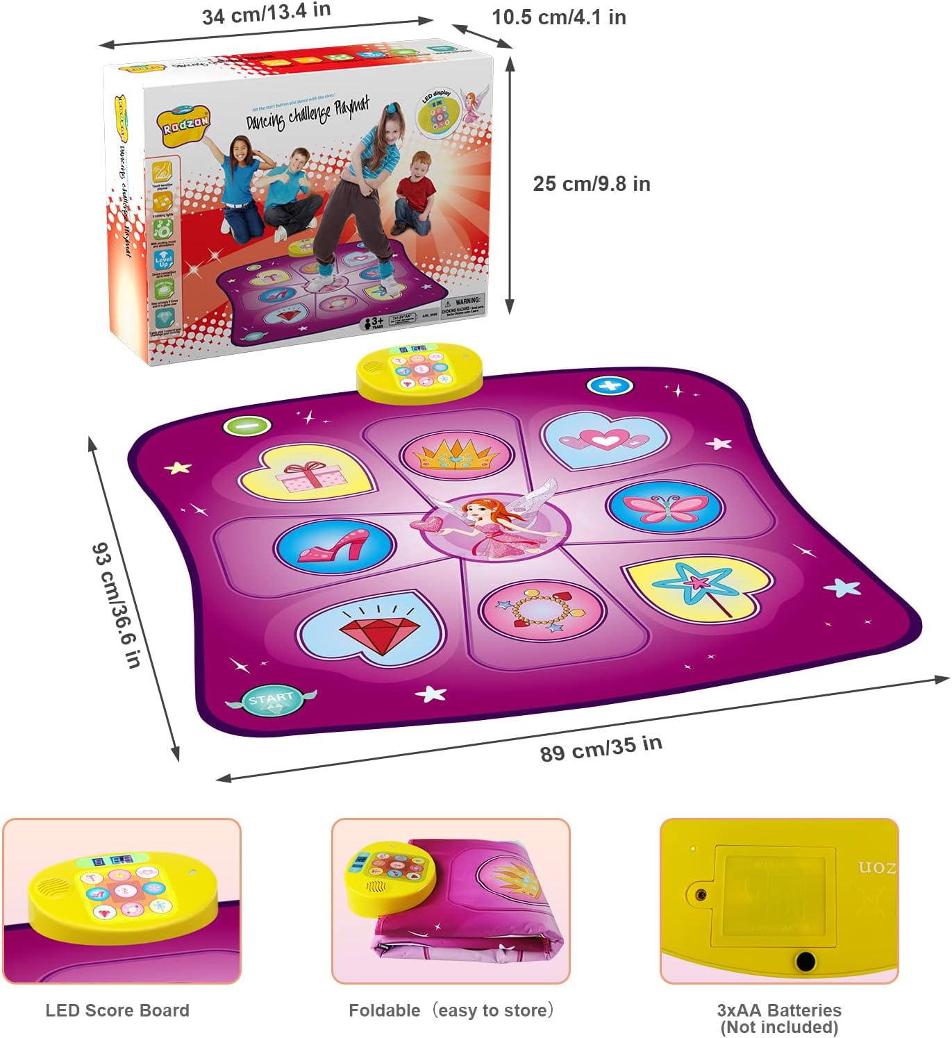 Thumbnail 5 de Rodzon tapis de danse musical pour enfants (3 à 8 ans) avec affichage LED et 3 modes de jeu
