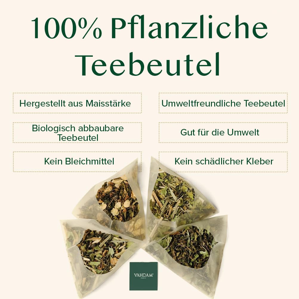 Detalle de VAHDAM Grüner Tee Von Himalaya – 100 Teebeutel