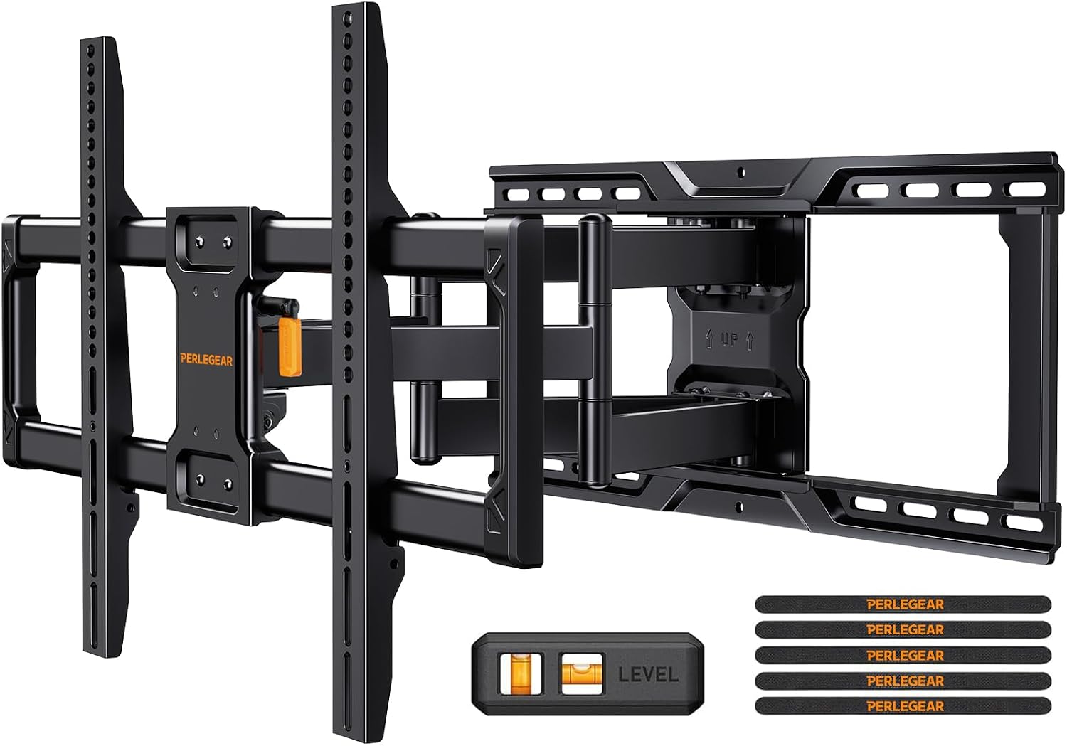 Detalle de Perlegear supporto TV parete a movimento per TV da 42 a 90 pollici, fino a 68 kg – inclinazione, rotazione ed estensione senza attrezzi