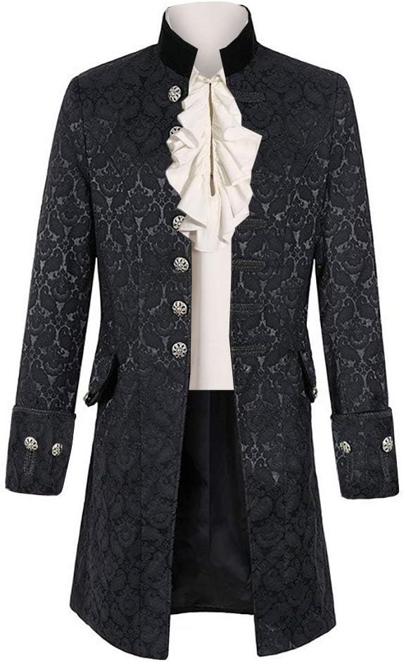 Detalle de Men's Medieval Tailcoat Jacket in Jacquard Fabric