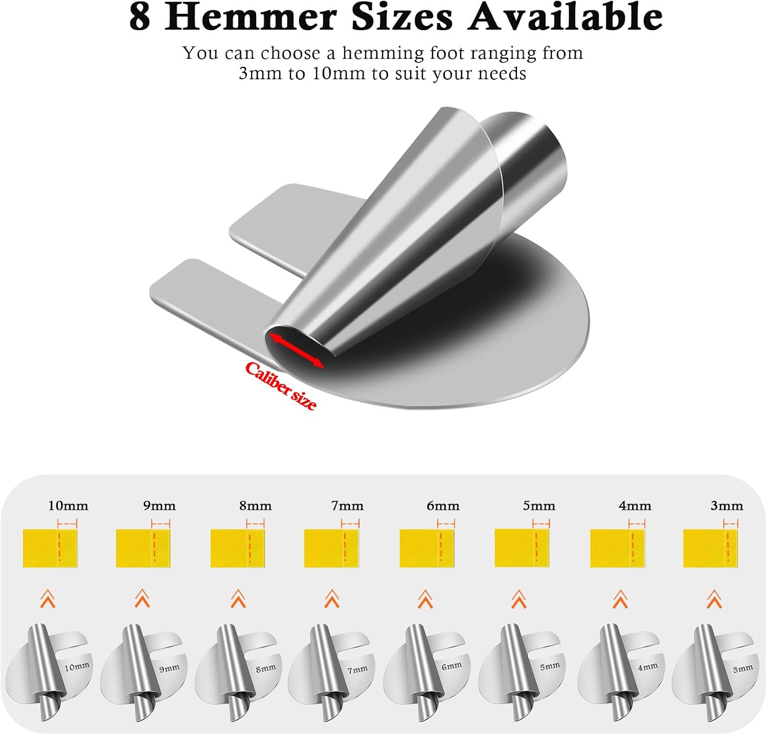 Detalle de TIGARI Hem Foot (4pcs)7-10mm Rolled Hem Presser Foot Set