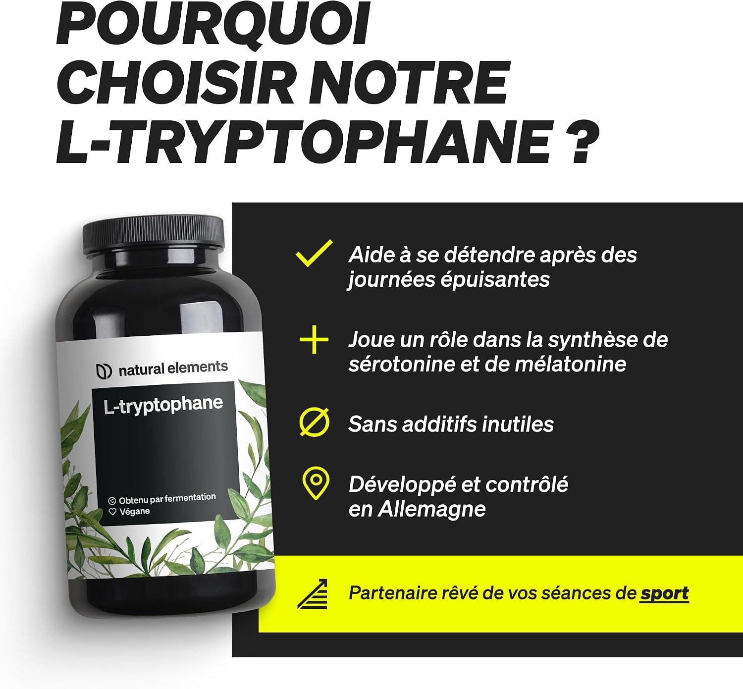 Thumbnail 2 de L-Tryptophane 500 mg en gélules végétales – 240 capsules pour favoriser un sommeil plus serein