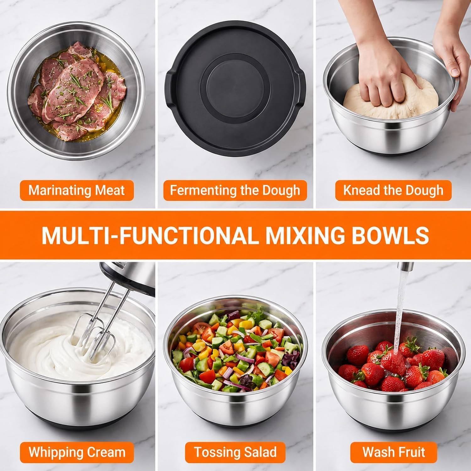 Detalle 1 de Greenloom Mb-set-001 21-Piece Stainless Steel Mixing Bowl Set with Lids and Graters