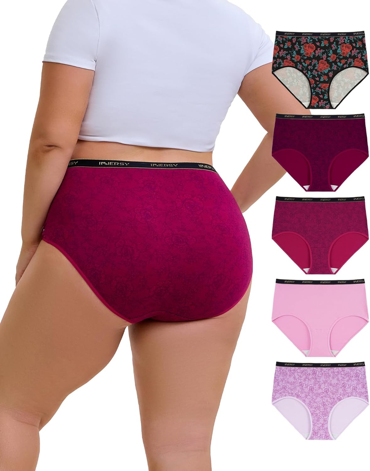 Thumbnail 6 de INNERSY Große Größe Damenunterwäsche: Baumwoll-High-Waist Maxi-Slip im 5er Pack
