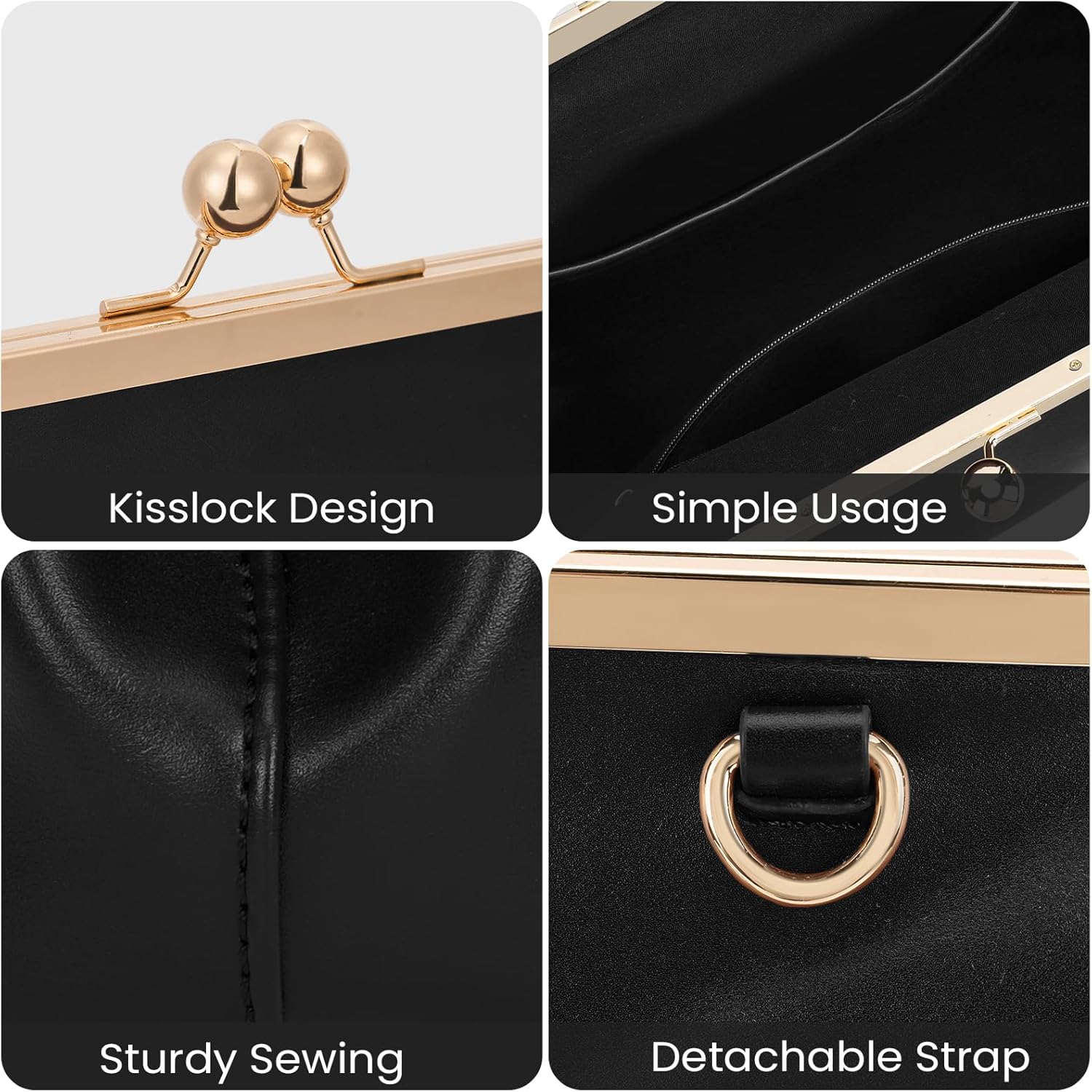 Thumbnail 3 de CATSEA Large Women's Kiss Lock Bag PU Medium Top Handle Handbag
